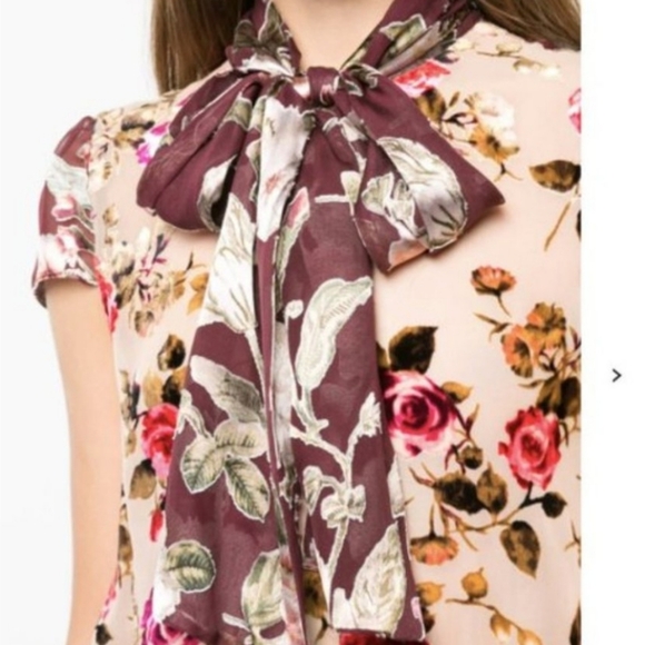 Alice+Oliva Jeannie bow-collar blouse top, size M - Picture 3 of 10